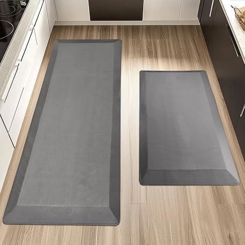 Tyrot Extra Thick Anti Fatigue Mat for Kitchen Floor, 20x32+20x48, Grey - color: Grey, size: 32"L x 20"W x 0.9"Th + 48"L x 20"W x 0.9"Th