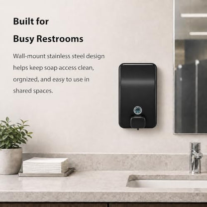 Commercial Wall Mount Soap Dispenser - Stainless Steel Bathroom Hand Soap 38.8oz Liquid - Anti-Leak Pump and Large Capacity Brushed Refillable - size: Vertical 42.4oz B