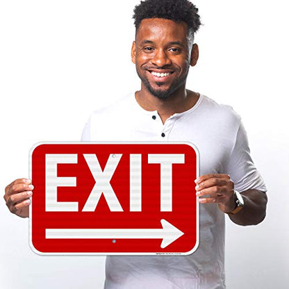 Exit Sign, with Right Arrow - size: 12x18 Reflective
