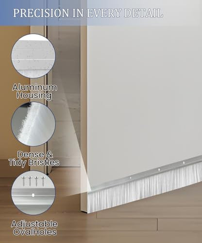 12-Set Door Brush Sweep – 2.80" x 39.3" CEPIA Garage Door Seal –White Roll Up & Exterior Door Sweep for Bottom Gap Protection (472 in / 12000 mm)