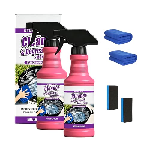 2026 Upgrade Fast Acting Heavy Duty Grill Degreaser Spray Set Multi Grill Cleaner Fast Clean Outdoor Solution for Grills Smoker BBQ Grates Oven Effortless Removes Grease Degreaser Smoky Stain (2PCS) - color: 2PCS