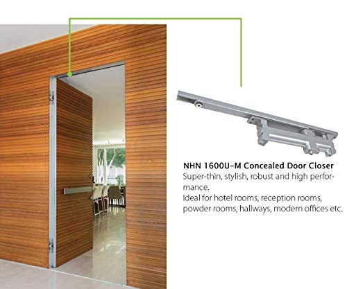 NHN1638U-M Concealed Door Closer, Non-Handed, Heavy-Duty, Up to 132lbs. Doors, Dual Speed Control, Invisible Door Closer - size: Spring force 2-3, Up to 132lbs
