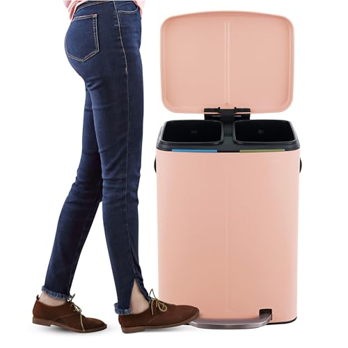 happimess Marco 10.6 Gal Double Bucket Step Trash Can, Flamingo Pink - color: Flamingo Pink