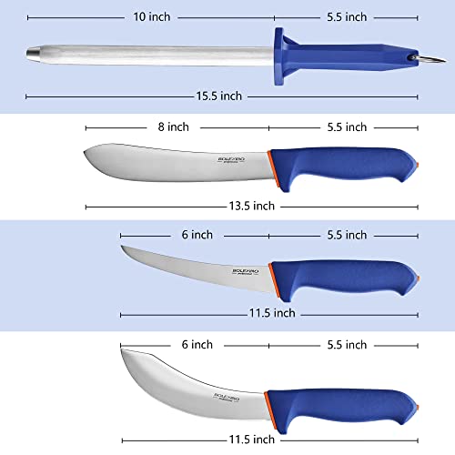 Butcher Knife Set, 5 PCS Stainless Steel with Sharpener - style: 5PCS Knife Set