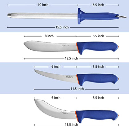 Butcher Knife Set, 5 PCS Stainless Steel with Sharpener - style: 5PCS Knife Set