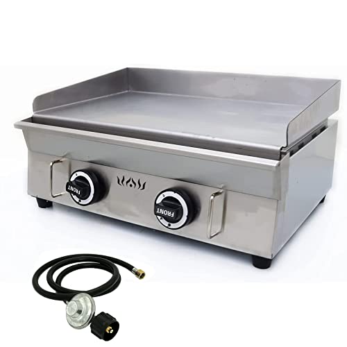 TECHTONGDA LPG Gas Grill Griddle, Stainless Steel Commercial Countertop Griddle Flat Top Grill, Restaurant Teppanyaki, BBQ Plate Grill with Adjustable Temperature Control, 21.26"x13.39", 2800Pa - size: 21.26"*13.39" # 134222