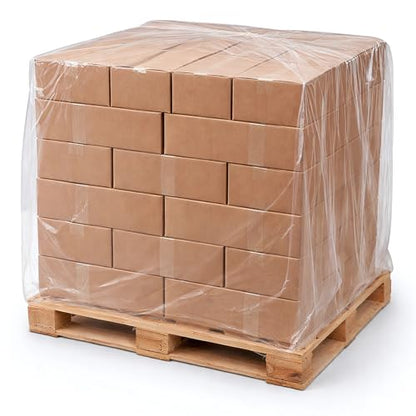 APQ Pack of 75 Plastic Pallet Covers 50 x 46 x 86. Clear Reusable Low Density Polyethylene Pallet Bag Covers 50x46x86. Thickness 3 mil. Ideal for Industrial Needs, Warehousing, Transportation. - size: 50" x 46" x 86" / 3 mil / 75 Pack