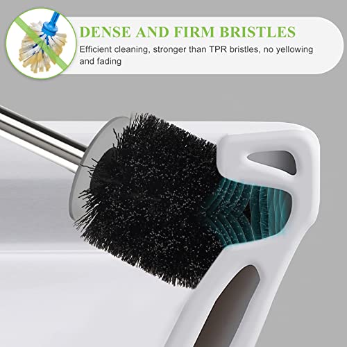 AONEZ Compact Toilet Brush & Holder, Stainless Steel Handle, Space Saving for Storage, Deep Cleaning, Drip-Proof, Easy to Assemble, Nylon Bristles, White & Grey - color: White & Grey