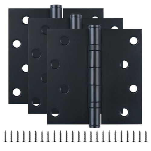 TDCHINGES Exterior 4x4 Inch Door Hinges Stainless Steel Matte Black 3 Pack - color: Black, size: 3 Pack-BB-Stainless Steel