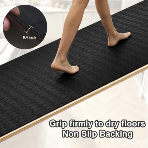 Kitchen Mats and Rugs Cushioned Anti-Fatigue, 35.4" x 59.1", Black - color: Black, size: 59.1"L x 35.4"W x 0.4"Th