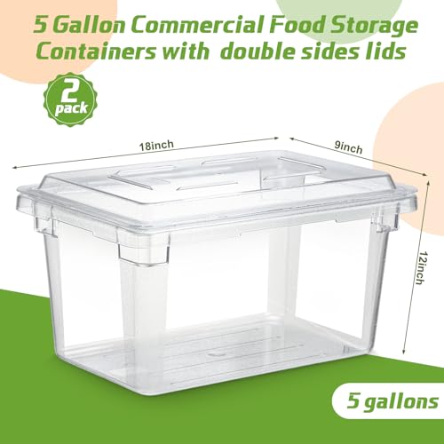 2 Pack 5 Gallon Polycarbonate Food Storage Containers with Lids - size: 5 Gallon