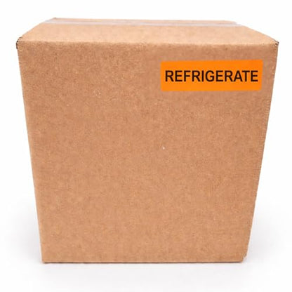 REFRIGERATE Food, Medicine & Pharmacy Labels, 500 Fluoro Orange Stickers, 2.8" x 1" (70mm x 25mm), Shipping & Handling - style: REFRIGERATE