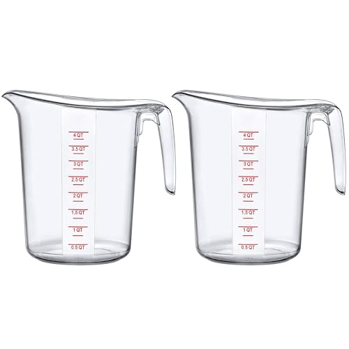 Amazing Abby - Melissa - 128-Ounce Plastic Measuring Pitcher (2-Pack), 16-Cup (4-Quart) Food-Grade Measuring Jug, Unbreakable, Stackable, Dishwasher-Safe, Great for Oil, Vinegar, Flour, and More - style: 2-Pack