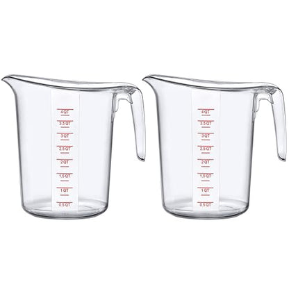 Amazing Abby - Melissa - 128-Ounce Plastic Measuring Pitcher (2-Pack), 16-Cup (4-Quart) Food-Grade Measuring Jug, Unbreakable, Stackable, Dishwasher-Safe, Great for Oil, Vinegar, Flour, and More - style: 2-Pack