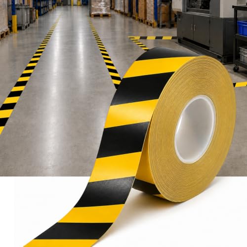 Heavy‑Duty Vinyl Floor Marking Tape 1.1mm Thick 2 in x 100 FT Yellow Black - size: 2 in x100 FT
