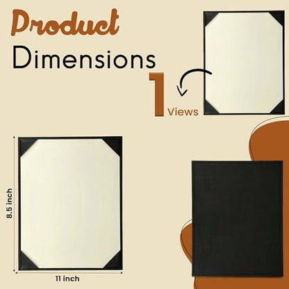 Prestine Menu Covers Made of Premium Faux Leather (10-Pack) - 8.5" x 11" - 1 View - Black - Restaurant Menu - Wine List - Bar Menu - size: 8.5”x11” - 1 View