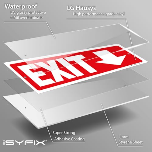 iSYFIX Exit Signs, 12x4 Inch, 12 Pack, Directional Down Arrow - color: Plastic Down, size: 12 Pk 12x4