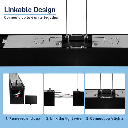 hykolity 8FT Linkable LED Linear Light, 80W 9600LM 3CCT 3000K/4000K/5000K - color: Black, size: 8FT-4Pack