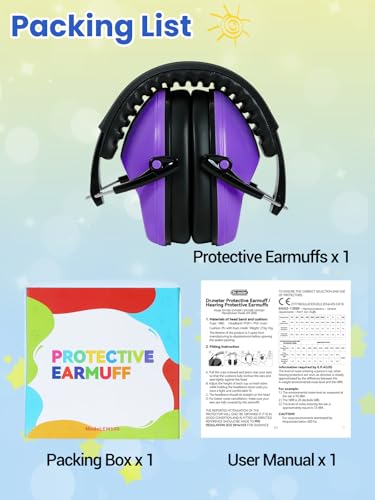 Dr.meter Ear Muffs for Noise Reduction: EM100 SNR27.4 Kids Ear Protection - color: Purple