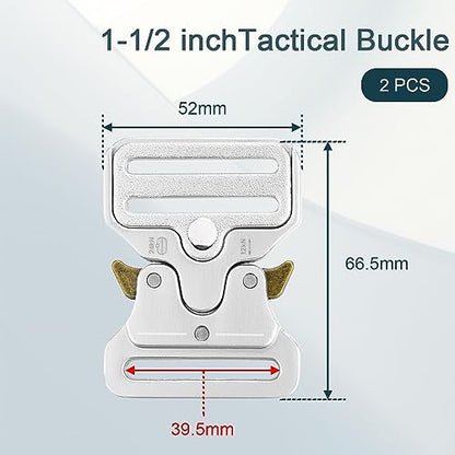CooBigo 2Pack Tactical Heavy Duty Belt Buckles, 1-1/2" Metal Tactical Buckle Strap Clips for Backpack, Dog Collar Hardware, Harness, Keychain, Luggage Clasp Replacement, Silver - color: D: 1-1/2" Silver 2pcs