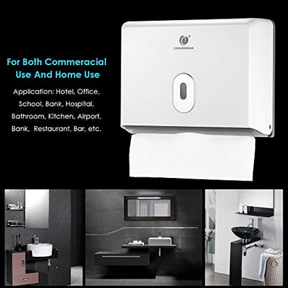 Commercial Paper Hand Towel Holder, Toilet Tissue Dispenser, Wall-Mounted Bathroom Tissue Dispenser Tissue Box Holder for Multifold Paper Towels (White) - color: White