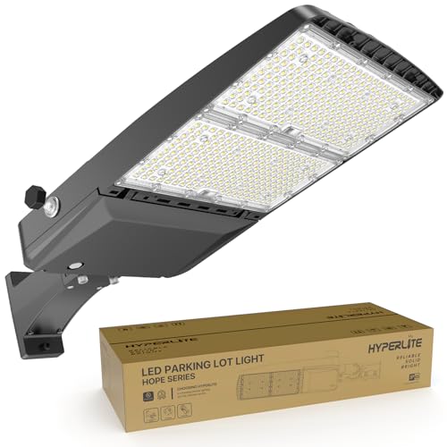 HYPERLITE LED Parking Lot Lights 300W LED Shoebox Light with Dusk to Dawn Photocell - 45000lm 5000K UL Certified IP65 LED Area Light for Court|Stadium|Parking Lot|Roadways - size: 300W