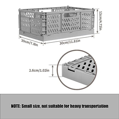 2 Pack Stackable Storage Crates, Plastic Foldable Baskets Small Gray - color: Gray, size: Small: 11.8" x 7.8" x 4.7"