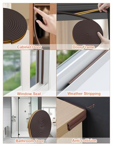 CHENYA Weather Stripping Door Seal Strip,32.8 FT D Shaped Weatherstripping - color: Brown, size: S (3/8"W × 1/4“T)