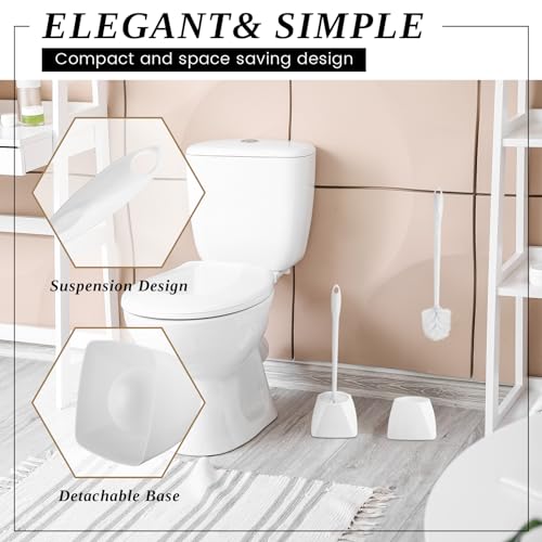 FoldTier 15 Sets Toilet Brush and Holder Bulk Set for Bathroom, White - color: White