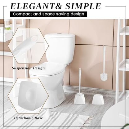 FoldTier 15 Sets Toilet Brush and Holder Bulk Set for Bathroom, White - color: White