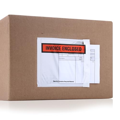 The Boxery 4 ½ x 5 ½” Clear Adhesive Backloading (Panel Face) Invoice Enclosed Envelopes, Label Envelopes/Pouches/Shipping Label Sleeves (1000 Pack) - size: Invoice Panel 4 1/2x5 1/2