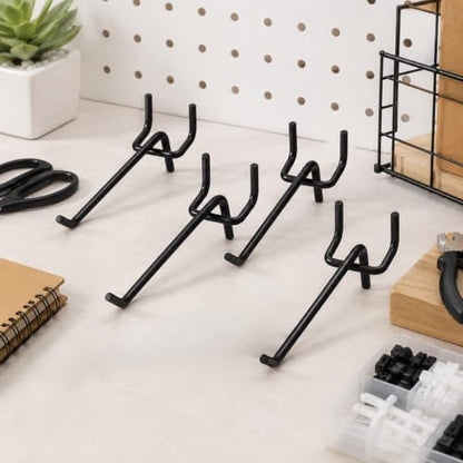 100 Pcs 6inch Peg Board Shelving Hooks, Long Black Pegboard Hooks