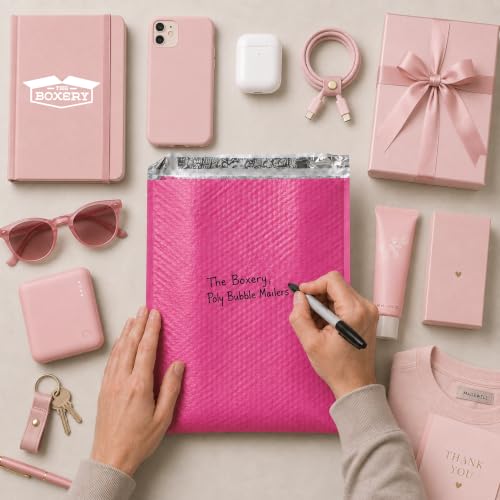 The Boxery Poly Bubble Mailers, Self-Seal (Pink, 8.5'' x 12'' - (50PC)) - color: Pink, size: 8.5'' x 12'' - (50PC)