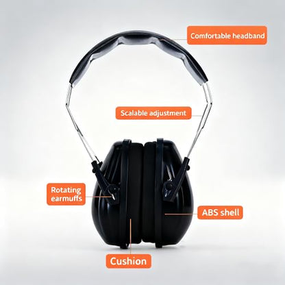 Hearing Protection Ear Muffs for Noise Reduction - color: Black