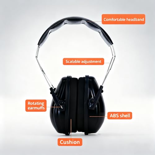 Hearing Protection Ear Muffs for Noise Reduction - color: Black
