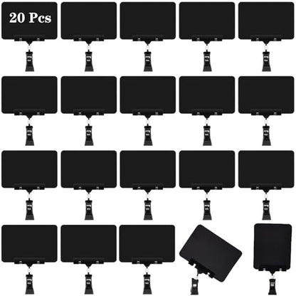 20 Pack Food Labels for Party Buffet, Double Sided Display Clips Rotating Reuse Mini Chalkboard Signs with Clip, Small Sign Holder for Retail Display, Business, Office, Exhibition (Black) - color: 20 Pack