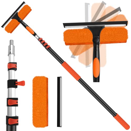 18FT High Window Cleaning Kit with Pole,Professional 2 in 1 Window Squeegee - color: 10.65in Squeegee, size: 12FT(Reach 18ft)