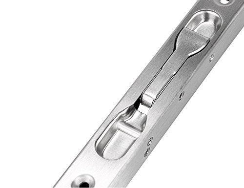 TOGU 10" Solid Stainless Steel Lever Action Flush Bolt, Concealed Security Lock For Composite, Wood, Double & Dummy Doors, Brush Stainless Steel Finish