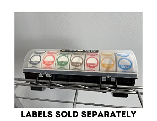 QSRProducts 7-Slot Day of The Week Covered Label Dispenser (for 3/4" & 1" Labels) - Food Sticker Holder for Inventory Management and Meal Prep, Protects Labels Inside