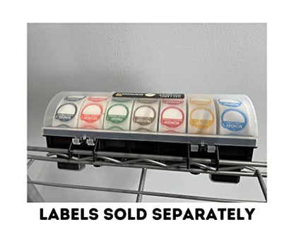 QSRProducts 7-Slot Day of The Week Covered Label Dispenser (for 3/4" & 1" Labels) - Food Sticker Holder for Inventory Management and Meal Prep, Protects Labels Inside