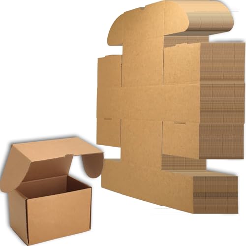 6x4x4 Shipping Boxes Set of 50, Brown Mailer Corrugated Cardboard Box - color: Brown, size: 6"x4"x4"/50-pack
