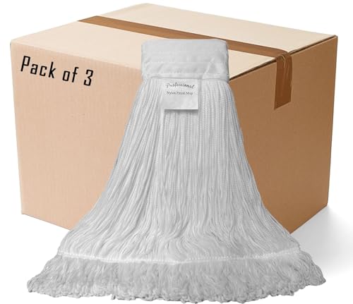 Professional Nylon Looped-End Wax Mop (3 Pack) - Large Size with Wide Band - size: Large w/Wide Headband