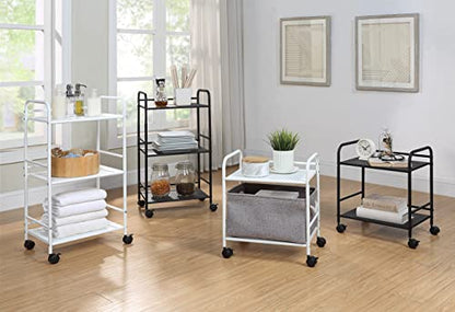 SunnyPoint 3-Tier Rolling Utility Cart – Metal Storage Organizer with Wheels, Mobile Kitchen Cart, Office & Home Organizer, Black, 12" D x 16.92" W x 31.1" H - color: Blk