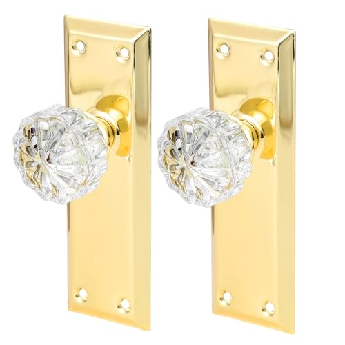 Single-Side Glass Dummy Door Knobs,Inactive Door Knobs for Closet,Antique Bifold Door Knobs Replacement,Crystal Dummy Door Handles,Polished Brass,2 Pack - color: Polished Brass, size: Dummy(2 Pack)