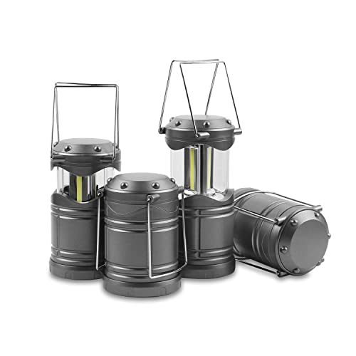 Lichamp LED Camping Lantern, 4 Pack Battery Powered Flashlight for Power Outages, Portable Collapsible Hanging Light Essential for Home, Outdoor, Emergency Lamp Survival Kit Gear for Hurricane, Gray - color: Dark Gray