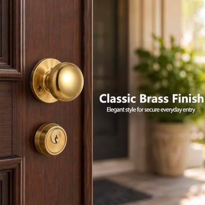Tandefio 1 Set Double Cylinder Mortise Lock, Left Hand Reverse, Brass - color: Brass, style: Left Hand Reverse