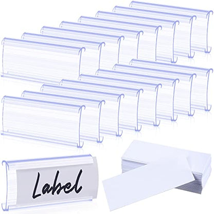 Yulejo 100 Pcs Wire Shelf Label Holders, 100 Pcs Paper Inserts