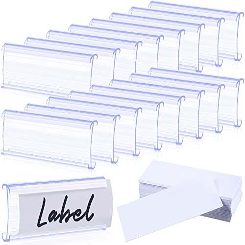 Yulejo 100 Pcs Wire Shelf Label Holders, 100 Pcs Paper Inserts