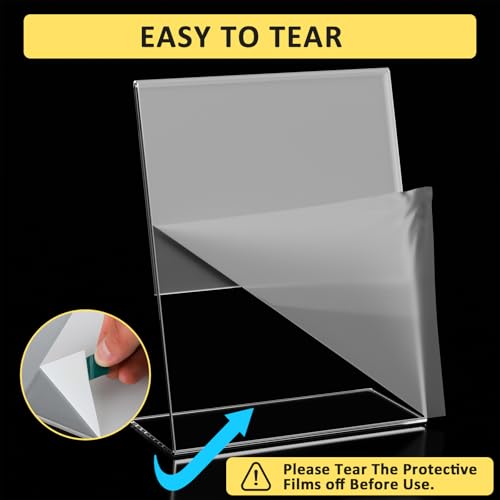 Acrylic Sign Holder 8.5 x 11, Clear L-Shape Tabletop Display Stand, 4 Pack
