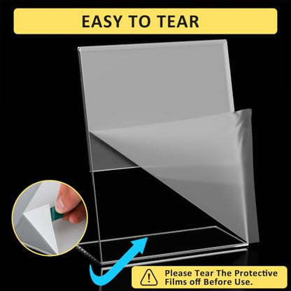 Acrylic Sign Holder 8.5 x 11, Clear L-Shape Tabletop Display Stand, 4 Pack